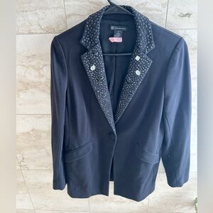 I N C international concepts dark navy blue blazer  beaded lapel/collar